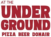 The Underground Pizza Logo in red, a pizza restaraunt at Big White