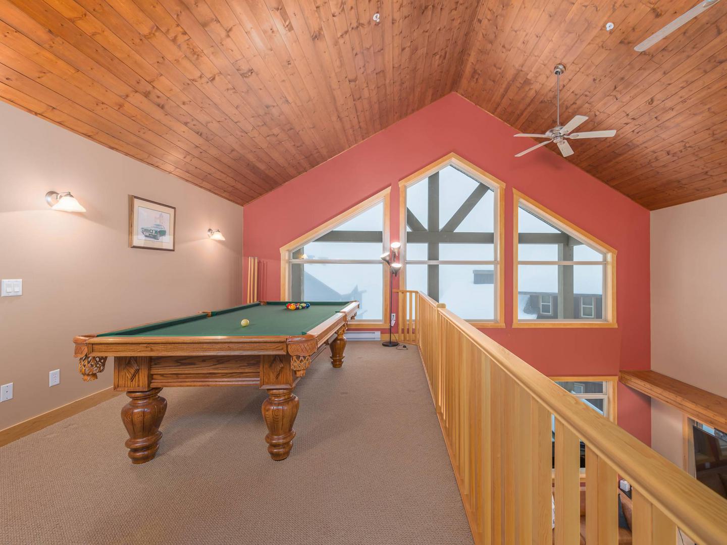 Open mezzanine with pool table and great views.