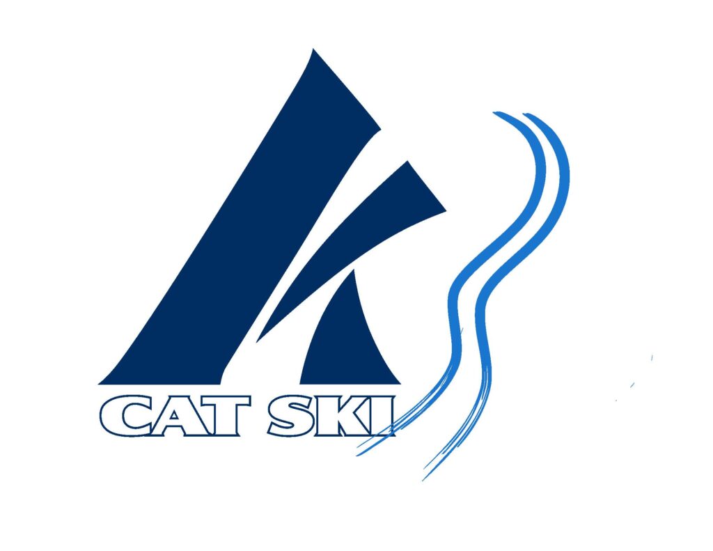 K3 Cat Ski logo, made up of blue and white colours that draw out a large K and a large 3 over top of the words cat ski.
