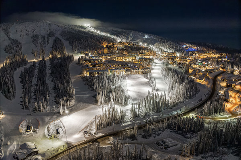 Big White Ski Resort in winter at night.