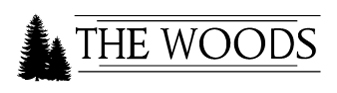 The Woods logo in white and black, a restaurant at Big White