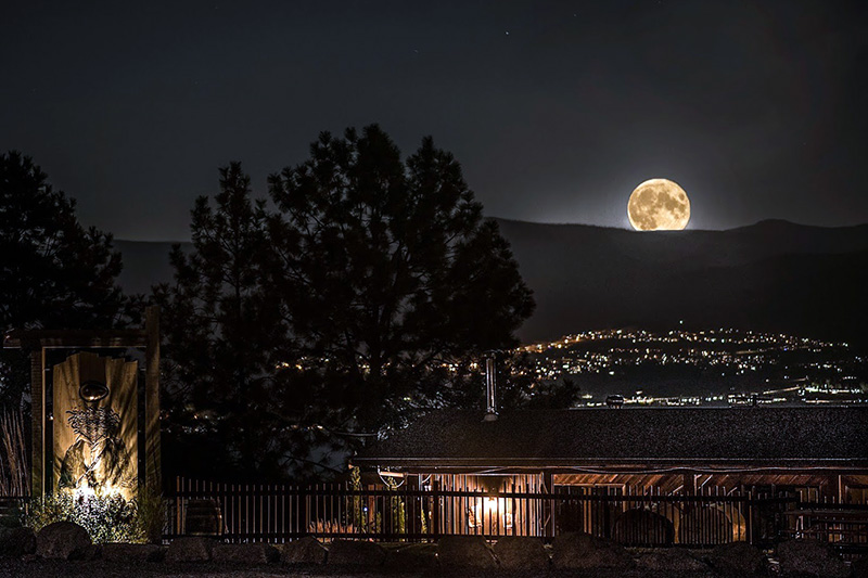 Full moon rising over the Okanagan Valley from The Hatch Vineyard.